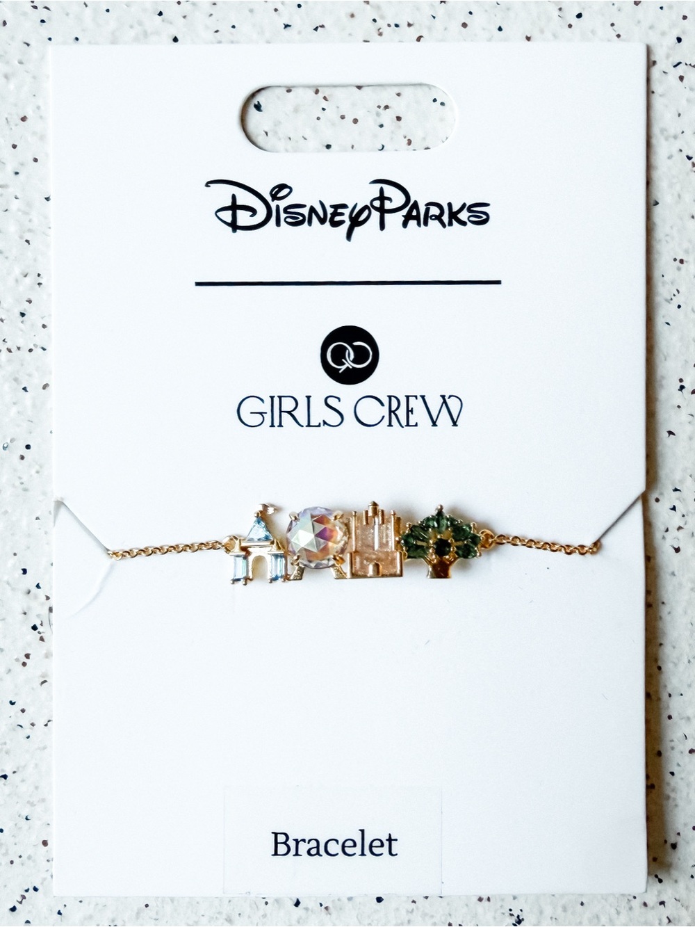 Disney Girls Crew Gold Castle, Crystal & Green Tree Bracelet